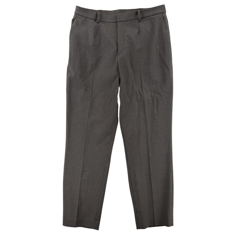 Uniqlo Dress Pants Mens XL Gray Regular‎ Fit Stretch Check Office Wear 34x28
